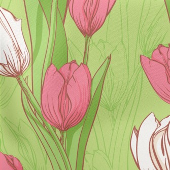 Two Color Elegant Tulips Lightweight Cotton Poplin