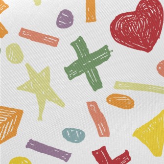 Crayon Doodle Symbols Midweight Cotton Poplin