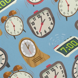 Various Small Alarm Clocks Midweight Cotton Poplin