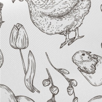 Cock With Chick Midweight Cotton Poplin
