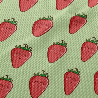 Smiling Cartoon Strawberry Birdseye Piqué