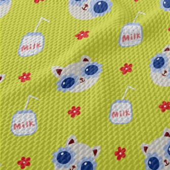 Cat With Flower Glasses Birdseye Piqué