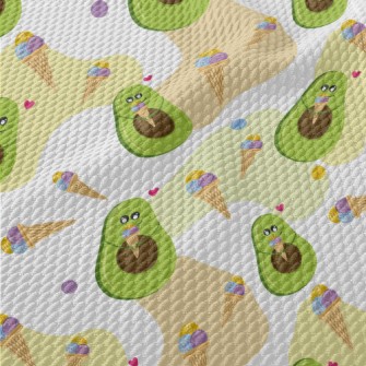 Cute Avocado Eating Cone Birdseye Piqué