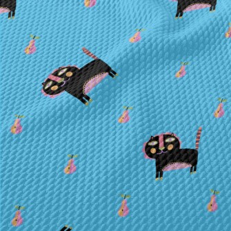 Ethnic Style Black Cat Birdseye Piqué