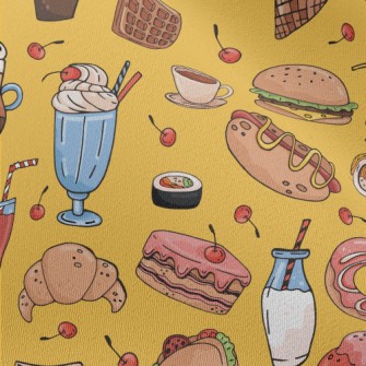 Hand Drawn Delicious Dishes Chiffon