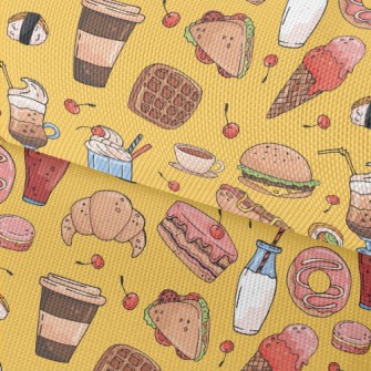 Hand Drawn Delicious Dishes Waterproof Oxford