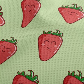 Smiling Cartoon Strawberry Athletic Mesh Flat Back