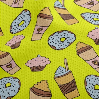 Doodle Milkshake And Donut Athletic Mesh Flat Back