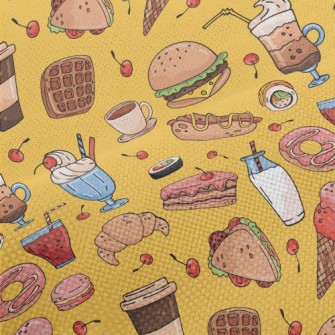 Hand Drawn Delicious Dishes Performance Linen