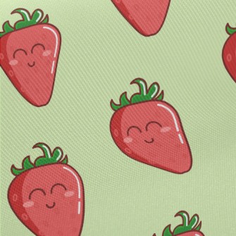 Smiling Cartoon Strawberry Twill