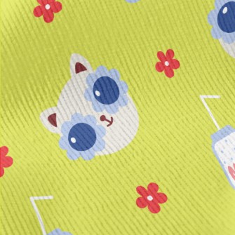 Cat With Flower Glasses Standard Corduroy