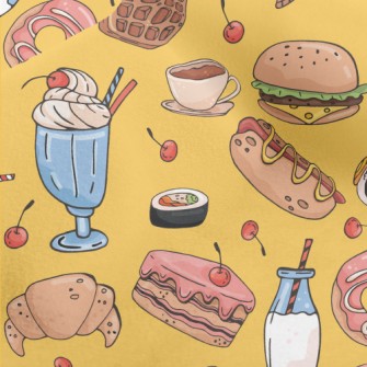 Hand Drawn Delicious Dishes Micro Fleece