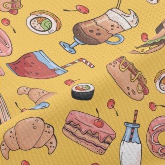 Hand Drawn Delicious Dishes Piqué