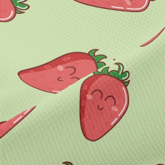 Smiling Cartoon Strawberry Piqué