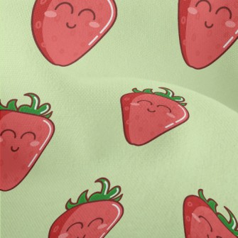 Smiling Cartoon Strawberry Lightweight Performance Linen