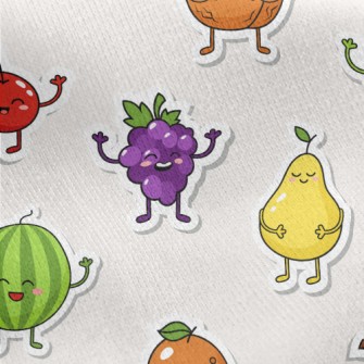 Happy Fruit Stickers Jersey Backed Fleece