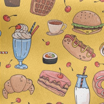 Hand Drawn Delicious Dishes Jersey Backed Fleece