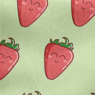 Smiling Cartoon Strawberry Jersey Backed Fleece