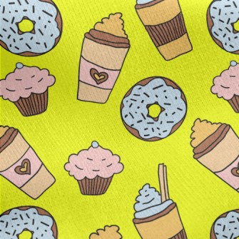 Doodle Milkshake And Donut Jersey Backed Fleece