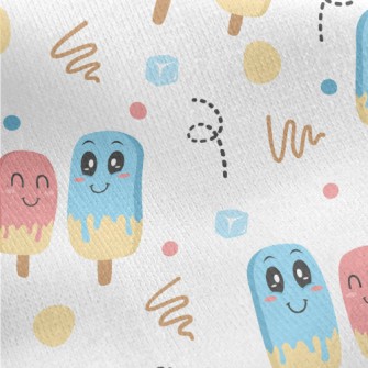 Happy Blue Pink Popsicle Jersey Backed Fleece