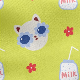 Cat With Flower Glasses Jersey Backed Fleece