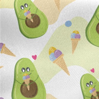 Cute Avocado Eating Cone Jersey Backed Fleece