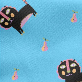Ethnic Style Black Cat Jersey Backed Fleece