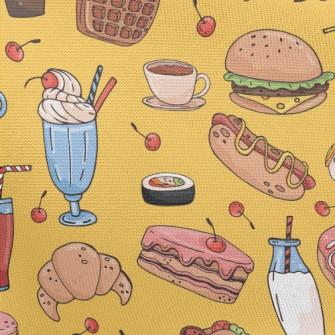 Hand Drawn Delicious Dishes Pongee