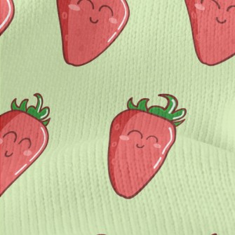 Smiling Cartoon Strawberry Stretch Jersey