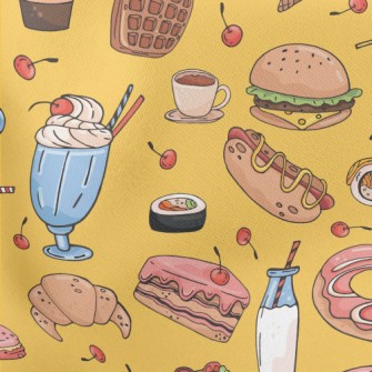 Hand Drawn Delicious Dishes Lightweight Cotton Poplin