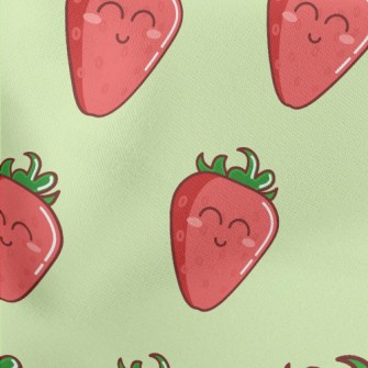 Smiling Cartoon Strawberry Lightweight Cotton Poplin