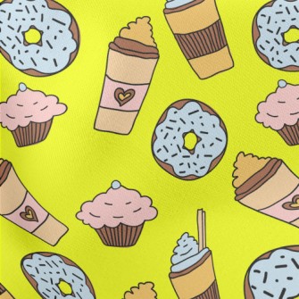 Doodle Milkshake And Donut Lightweight Cotton Poplin