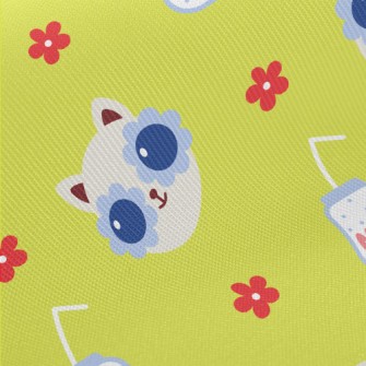 Cat With Flower Glasses Midweight Cotton Poplin