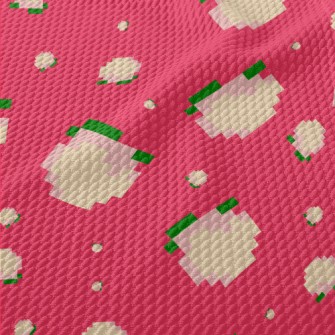 Cartoon Pixel Peach Birdseye Piqué