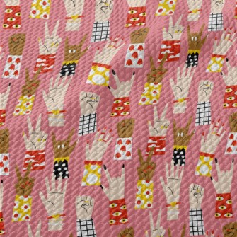 Various Hand Gesture Patterns Birdseye Piqué