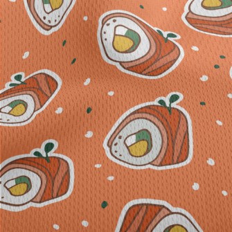 Sticker Of A Cartoon Sushi Rol Athletic Mesh Flat Back