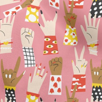 Various Hand Gesture Patterns Micro Fleece