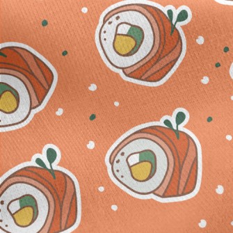 Sticker Of A Cartoon Sushi Rol Jersey Backed Fleece