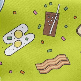 Cartoon American Breakfast Jersey Backed Fleece