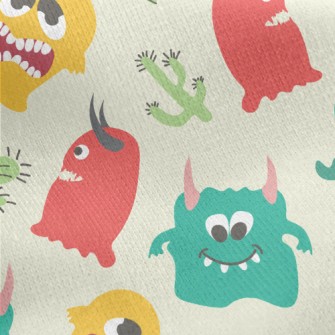 Cute Colorful Little Monster Jersey Backed Fleece