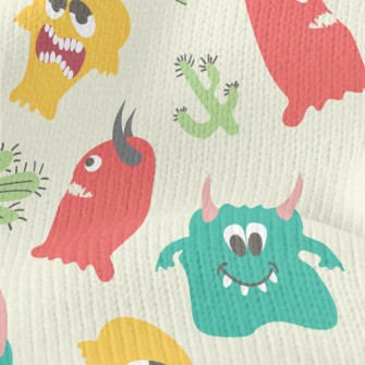 Cute Colorful Little Monster Stretch Jersey