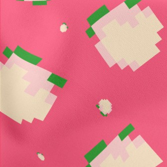 Cartoon Pixel Peach Lightweight Cotton Poplin