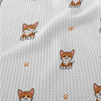 Cartoon Tabby Cat Birdseye Piqué