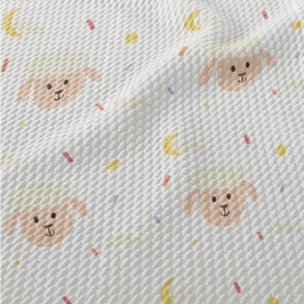 Smiling Cute Sheep Birdseye Piqué