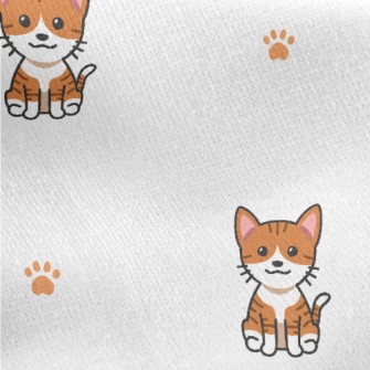 Cartoon Tabby Cat Jersey Backed Fleece