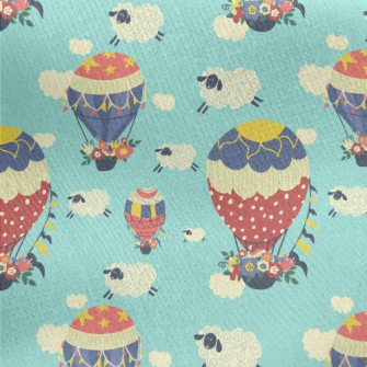 Flower Hot Air Balloon Jersey Backed Fleece