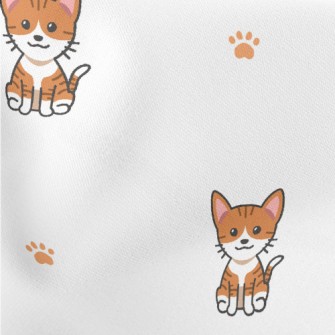 Cartoon Tabby Cat Lightweight Cotton Poplin