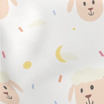 Smiling Cute Sheep Lightweight Cotton Poplin