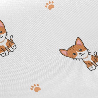 Cartoon Tabby Cat Midweight Cotton Poplin