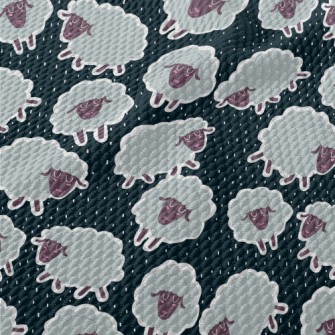 Cartoon Sheep Doodle Birdseye Piqué